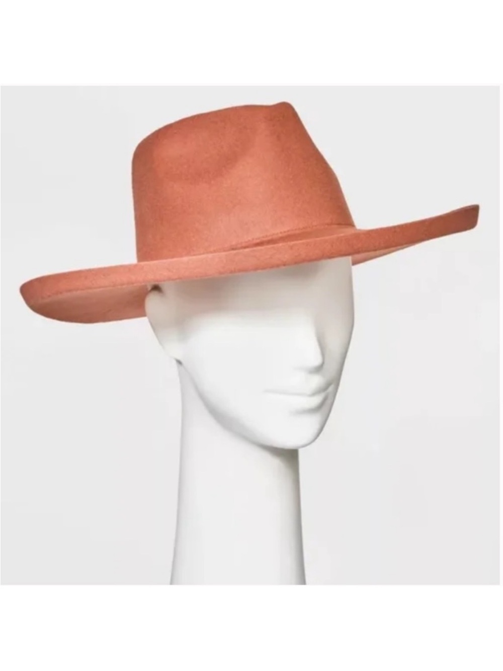 NWT Universal Thread Fedora Taupe Wide Brim 100% Wool Felt Hat Terracotta Pink